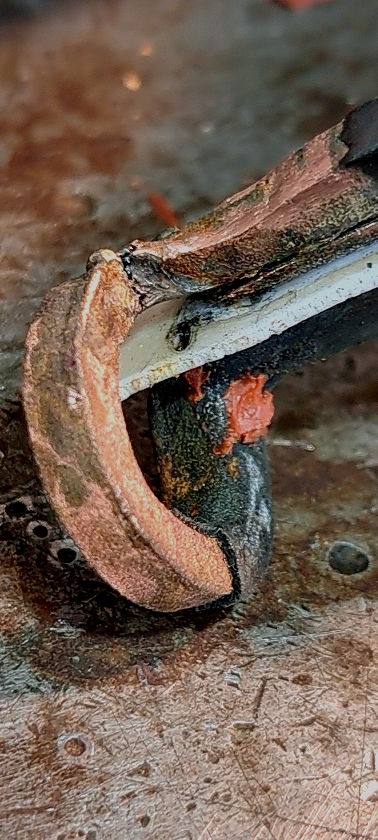 Burnt Teflon pushed into failed induction coil head